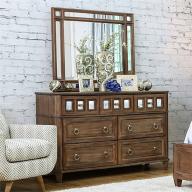 Furniture of America Ezra Mirrored 7 Drawer Dresser With Mirror