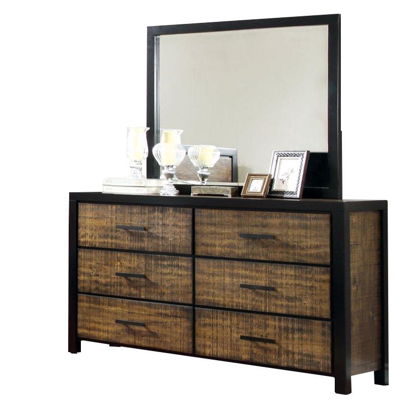 Furniture of America Idina 6 Drawer Dresser With Mirror
