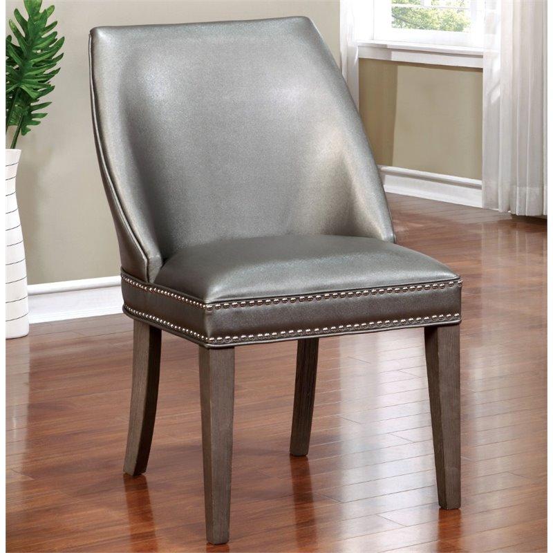 Furniture of America Deskent Wingback Chair in Gray (Set of 2)
