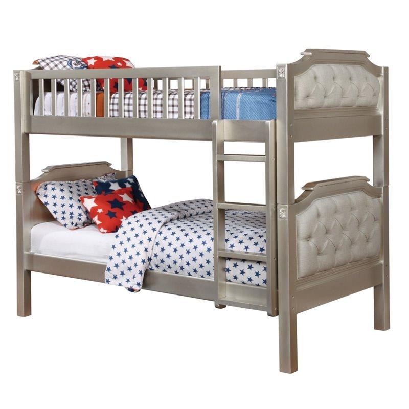 Furniture of America Lonny Twin over Twin Bunk Bed in Champagne