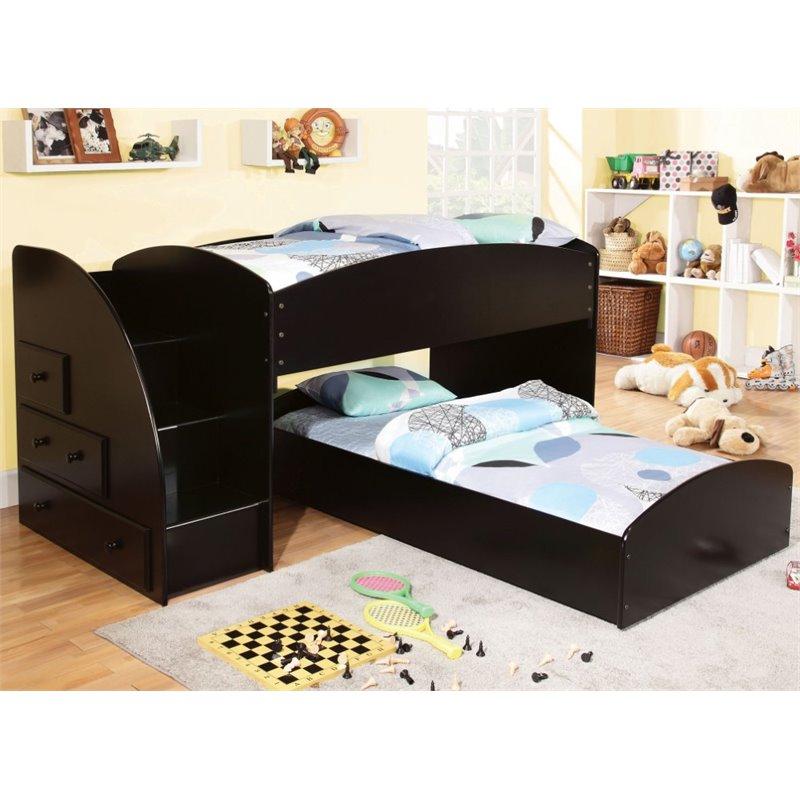 Furniture of America Adelley Twin over Twin Bunk Bed in Black