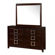 Furniture of America Dysin Dresser and Mirror in Brown Cherry