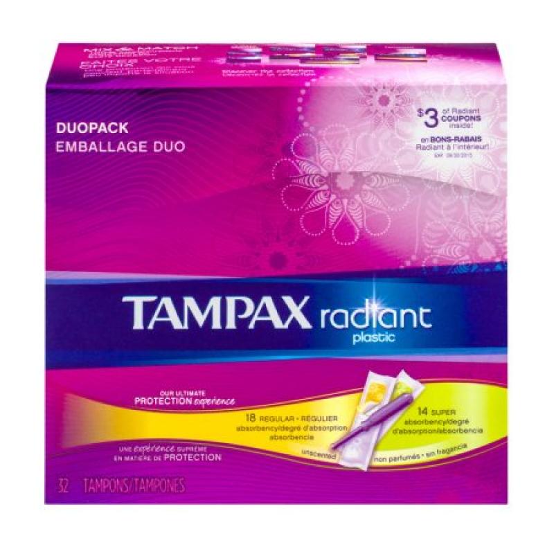 Tampax Radiant Plastic Duopack Regular/Super - 32 CT