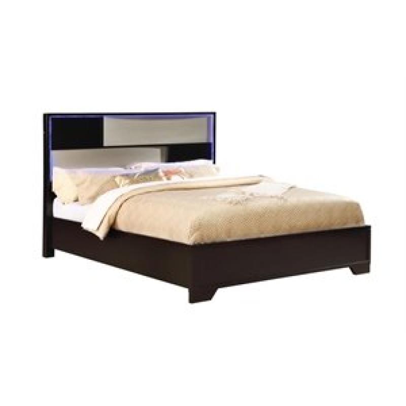 Coaster Havering King LED Panel Bed in Black and Sterling
