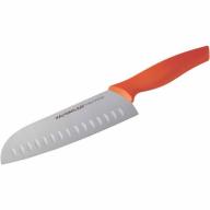 Rachael Ray Cutlery 7" Japanese Stainless Steel Santoku Knife with Orange Handle and Sheath