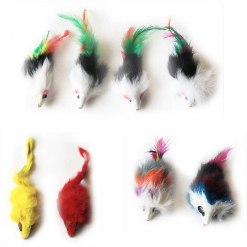 Iconic Pet Long Hair Fur Mice, 8 Pieces, Assorted