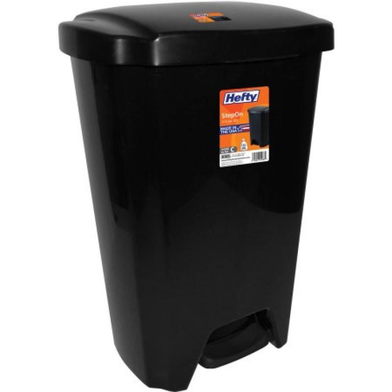 Hefty 13-Gallon Step-On Trash Can, Black
