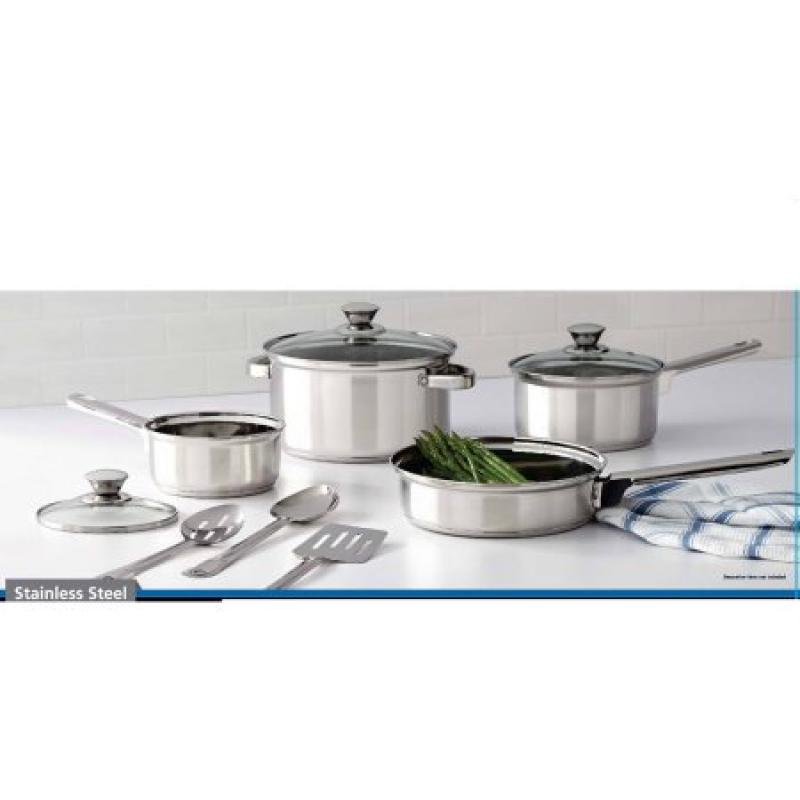Mainstays 10-Piece Stainless Steel Cookware Set