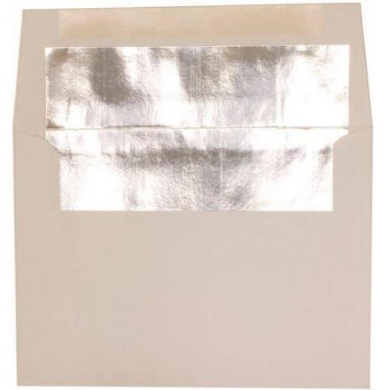 JAM Paper A7 5-1/4" x 7-1/4") Foil-Lined Invitation Envelopes, White with Silver Foil Lining, 25-Pack