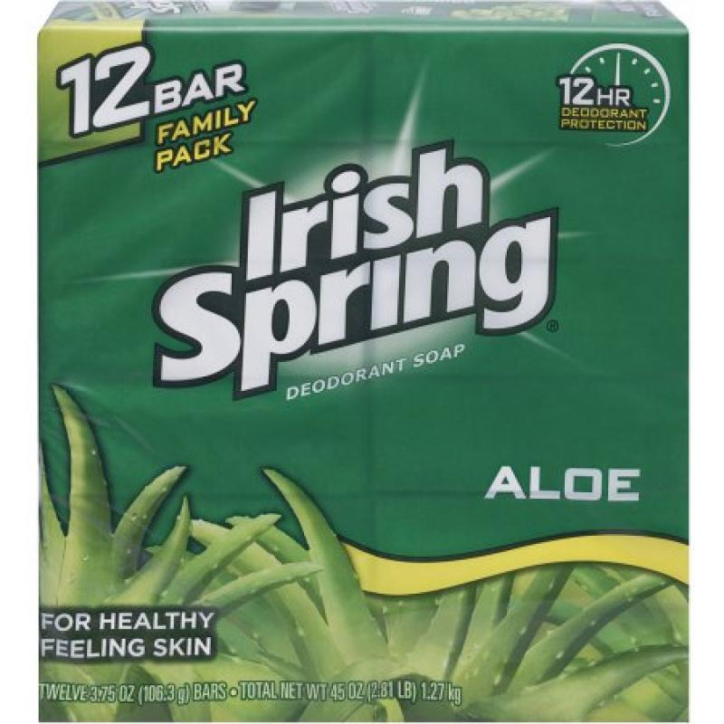 Irish Spring Aloe Deodorant Bar Soap, 3.75 oz, 12 count