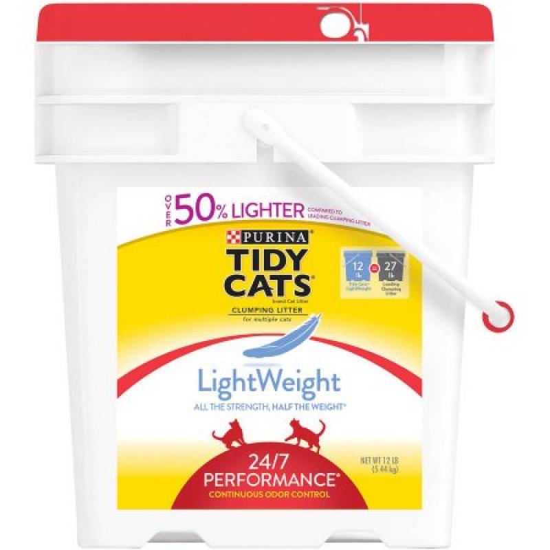 Purina Tidy Cats LightWeight Clumping Litter, 24/7 Performance for Multiple Cats, 12 lb. Pail