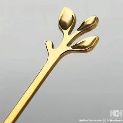 5-Piece Golden Stainless Steel Tree Leaf Spoon Set for Coffee, Tea, and Dessert - Elegant Home and Restaurant Cutlery