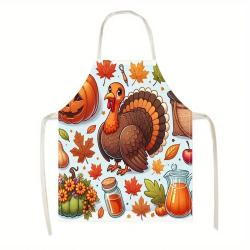 Thanksgiving-Themed Linen Apron - Stain & Oil Resistant, Perfect For Cooking, Baking, Gardening & Crafts