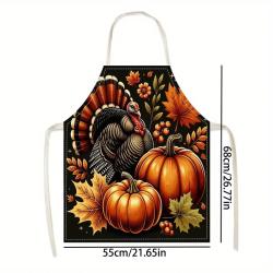 Thanksgiving-Themed Linen Apron - Stain & Oil Resistant, Perfect For Cooking, Baking, Gardening & Crafts