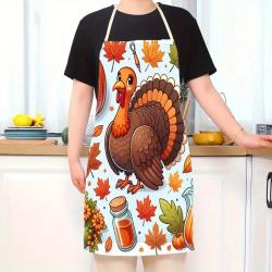 Thanksgiving-Themed Linen Apron - Stain & Oil Resistant, Perfect For Cooking, Baking, Gardening & Crafts