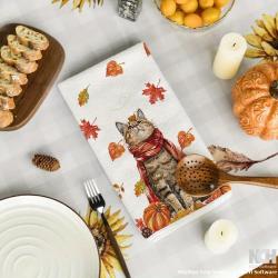 2pcs Ultra-Soft Polyester Kitchen Towels - Cat Scarf & Pumpkin Design, Perfect for Thanksgiving Decor, 16x24 Inch, Machine Washable