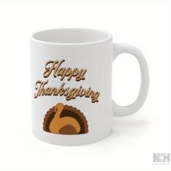 1pc Happy Thanksgiving Ceramic Mug 11oz, Thanksgiving Mug, Fall Mug, Turkey Mug, Thanksgiving Coffee Mug, Cute Thanksgiving Coffee Mug