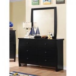 Furniture of America Maltese Dresser with Mirror in Wire Brushed Black