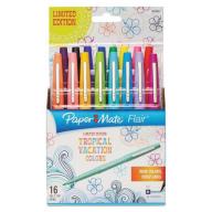 Paper Mate Flair Felt Tip Marker Pen, Assorted Tropical Ink, Medium, 16pk