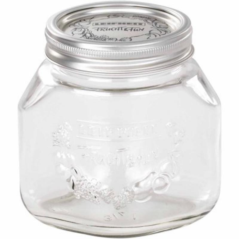 Leifheit Medium 25 oz Glass Wide-Mouth Mason Jar for Canning, Set of 6, Transparent