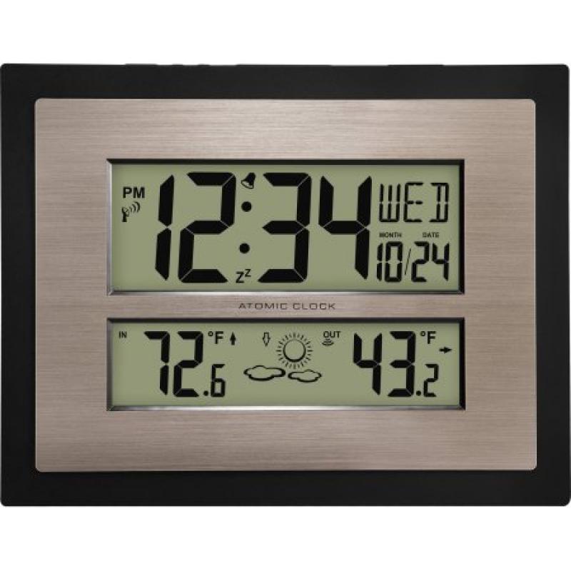 Better Homes and Gardens Atomic Digital Wall Clock with Forecast, Black