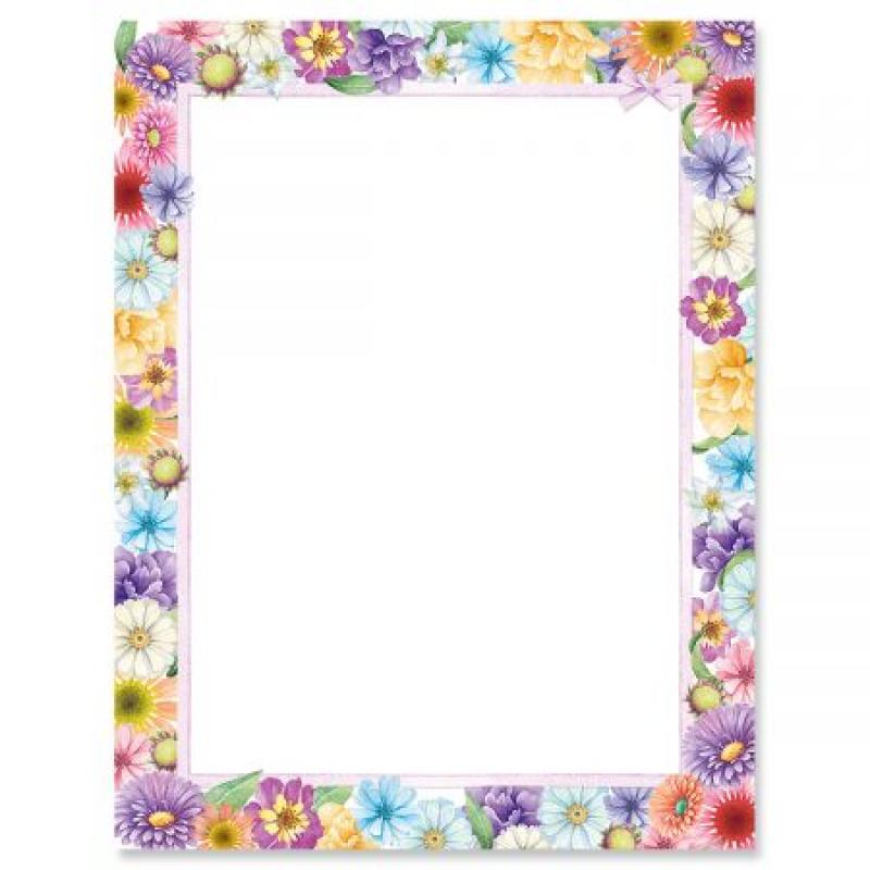 Spring Floral Easter Letter Papers - Set of 25 spring stationery papers are 8 1/2" x 11", compatible computer paper, spring letterhead sheets great for Easter Flyers, Invitations, or Letters