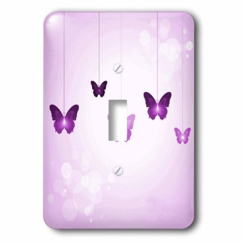 3dRose Cute Dark and Light Purple Dangling Butterflies, 2 Plug Outlet Cover