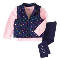 Healthtex Toddler Girls&#039; Puffer Vest, Long Sleeve Tee and Leggings 3-Piece Set