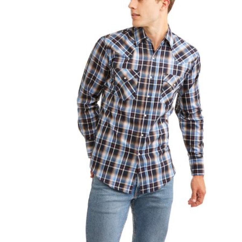 Plains Men's Long Sleeve Basic Snap Western Shirt