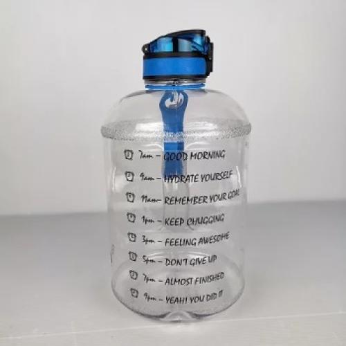 1 Gallon Large Water Bottle with Straw Motivational and Time Marker