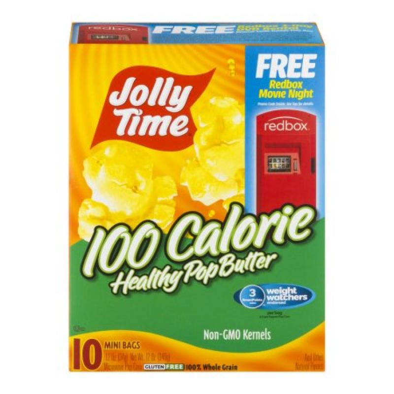 Jolly Time 100 Calorie Healthy Pop Butter Microwave Pop Corn, 1.2 oz, 10 count