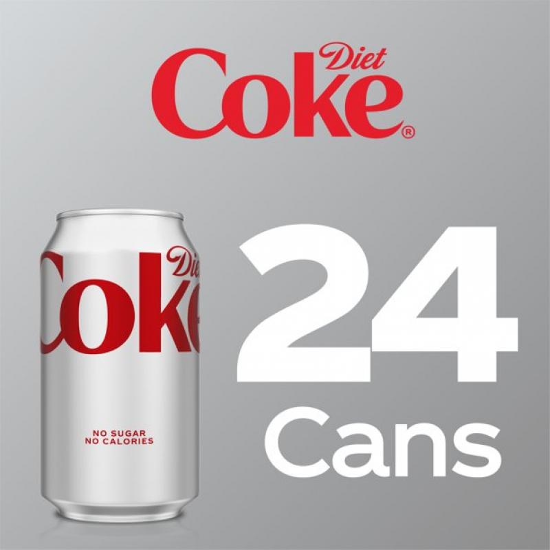 Diet Coke Soda Soft Drink, 12 fl oz, 24 Pack