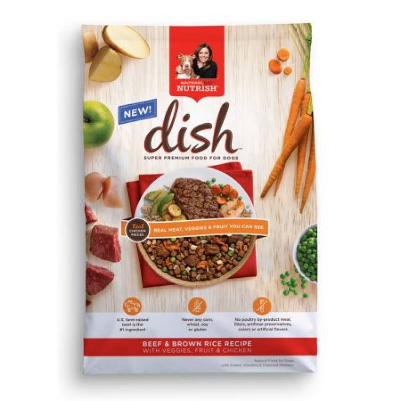 Rachael Ray Nutrish DISH Natural Dry Dog Food, Beef & Brown Rice Recipe with Veggies, Fruit & Chicken, 11.5 lbs