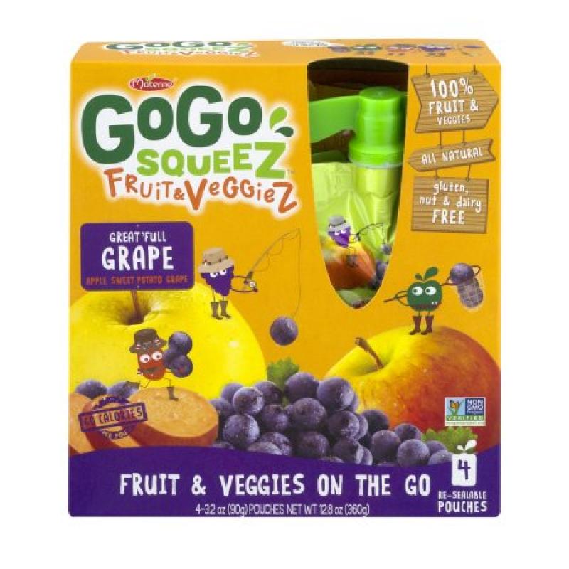 GoGo Squeez Fruit & Veggiez Fruit & Veggies On The Go Great&#039;full Grape - 4 CT