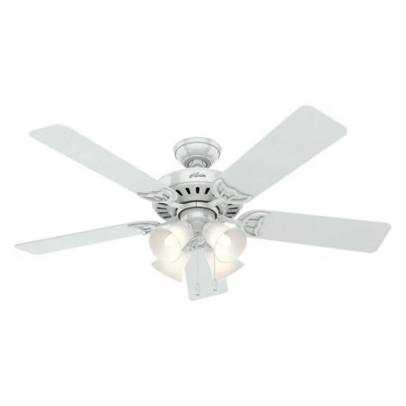 Hunter Fan Company 53062 Studio Series 52" Ceiling Fan with 5 White/Bleached Oak Blades and Light Kit, White