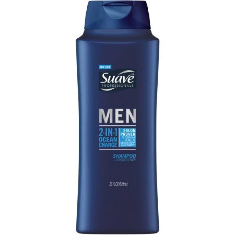 Suave Men Citrus Rush 3 in 1 Shampoo Conditioner and Body Wash, 28 oz