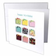 3dRose Happy Birthday text with modern colorful 2D presents or gift boxes, Greeting Cards, 6 x 6 inches, set of 6