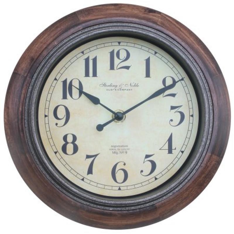 BETTER HOMES AND GARDENS 8.75" RUSTIC WOOD CLOCK