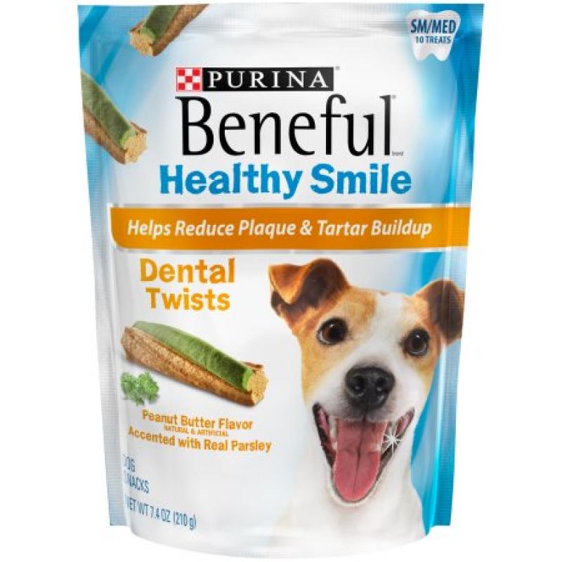 Purina Beneful Healthy Smile Dental Dog Treats Adult Small/Medium Twists 7.4 oz. Pouch