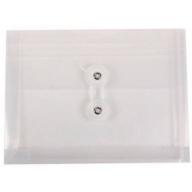 JAM Paper Index Size 5-1/4" x 7-1/2" Plastic Booklet Envelopes with Button and String Closure, Clear, 12-Pack