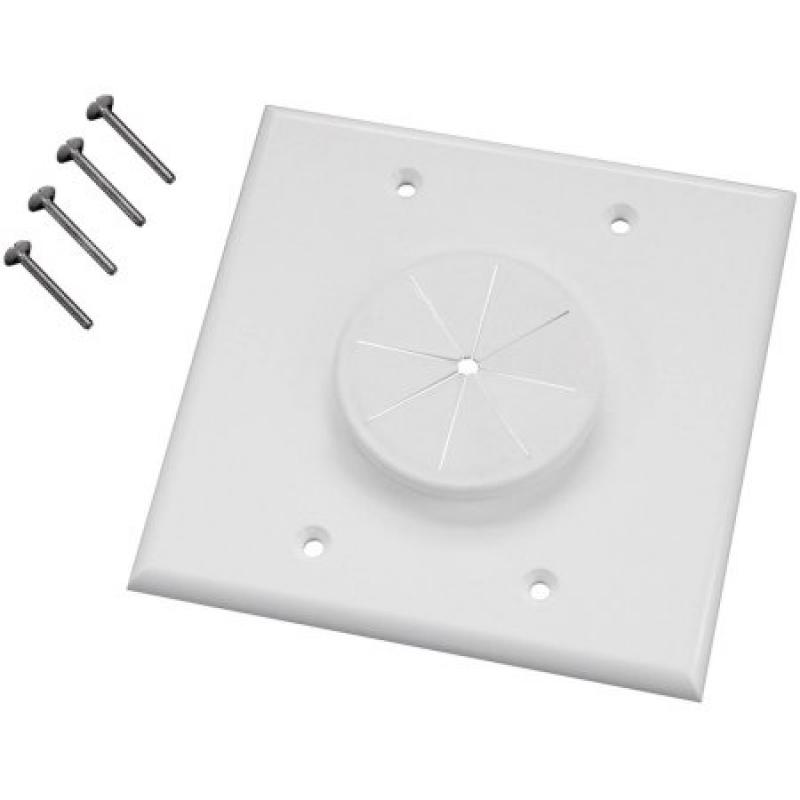 MIDLITE 2GWH-GR2 Double-Gang Wireport Wall Plate with Grommet, White