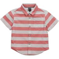 No Retreat Toddler Boys&#039; Large Stripe Snap Detail Short Sleeve Woven Shirt