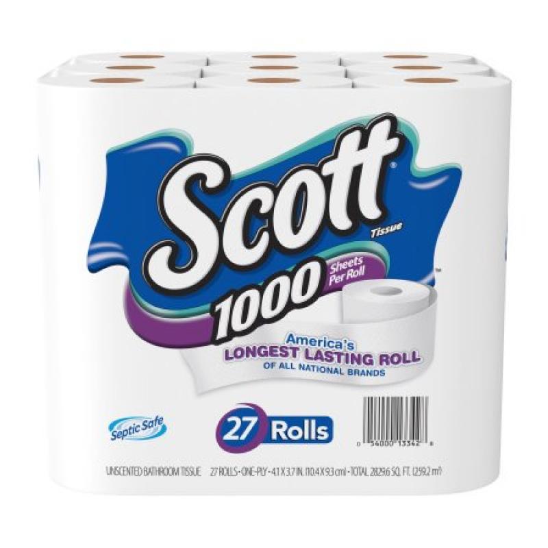 Scott 1000 Bathroom Tissue, Toilet Paper, 27 Rolls