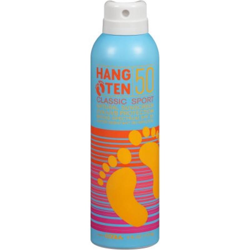 Hang Ten Classic Sport UVA/UVB Protection Natural Sunscreen Spray, SPF 50, 6 fl oz