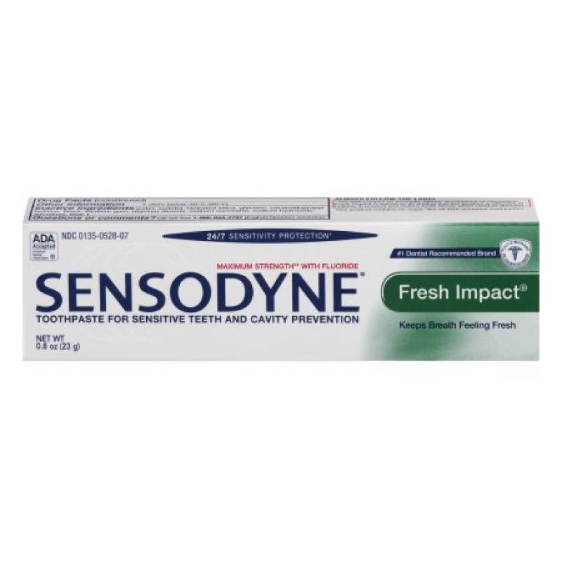 Sensodyne Fluoride Toothpaste For Sensitive Teeth, Fresh Impact, Travel Size, 0.8 oz