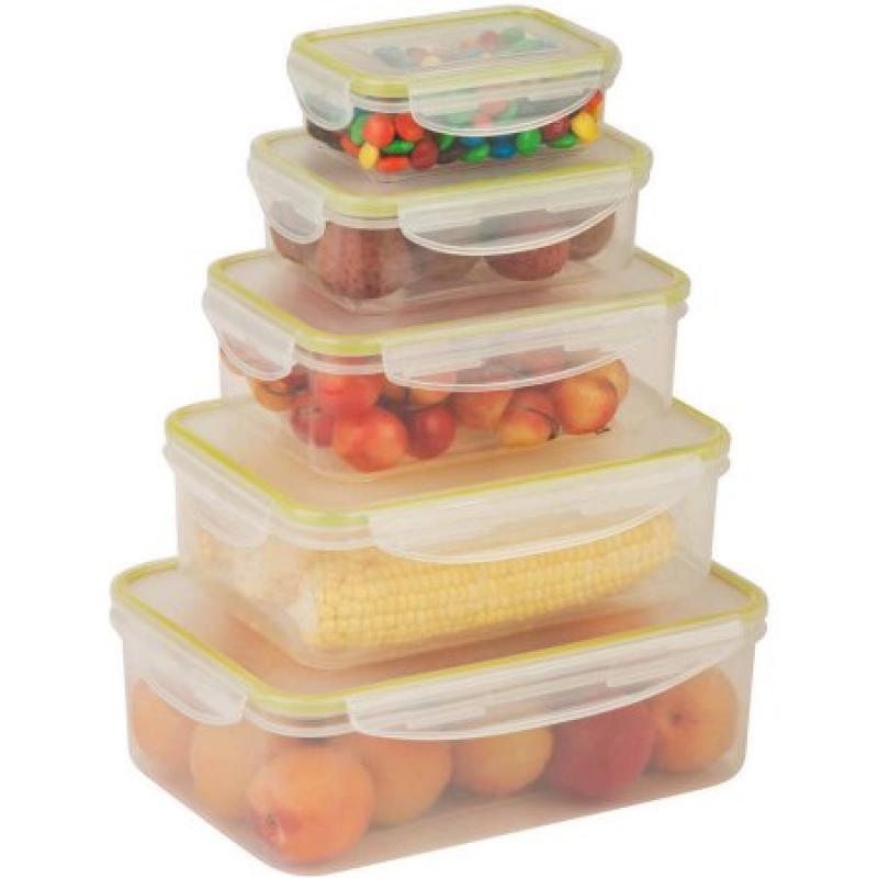Honey-Can-Do 10-Piece Locking Food Container Set, Clear