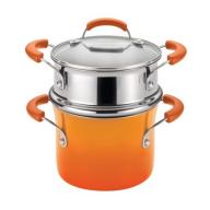 Rachael Ray Hard Enamel Nonstick 3-Quart Covered Steamer Set, Orange Gradient