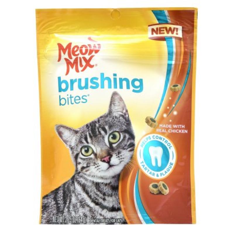 Meow Mix Brushing Bites Cat Dental Treats Made with Real Chicken - 2.25-Ounce
