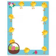 My Peeps Easter Letter Papers - Set of 25 spring stationery papers are 8 1/2" x 11", compatible computer paper, spring letterhead sheets great for Easter Flyers, Invitations, or Letters