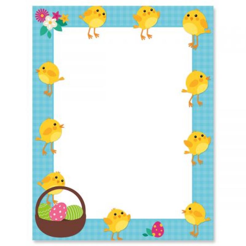 My Peeps Easter Letter Papers - Set of 25 spring stationery papers are 8 1/2" x 11", compatible computer paper, spring letterhead sheets great for Easter Flyers, Invitations, or Letters